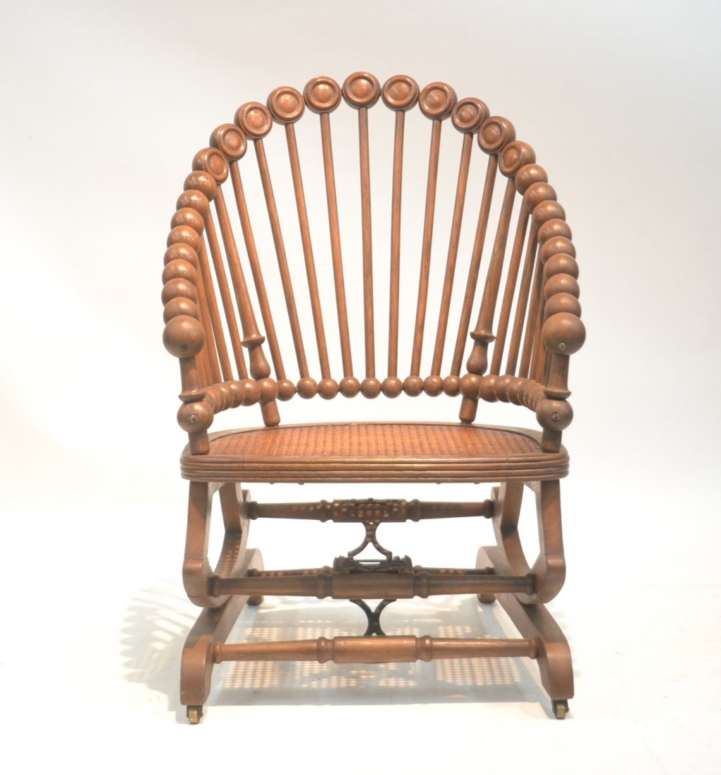 HUNZINGER LOLLIPOP PLATFORM ROCKER WITH: CANE SEAT ;WITH LABEL - 24" x 27" x 34"