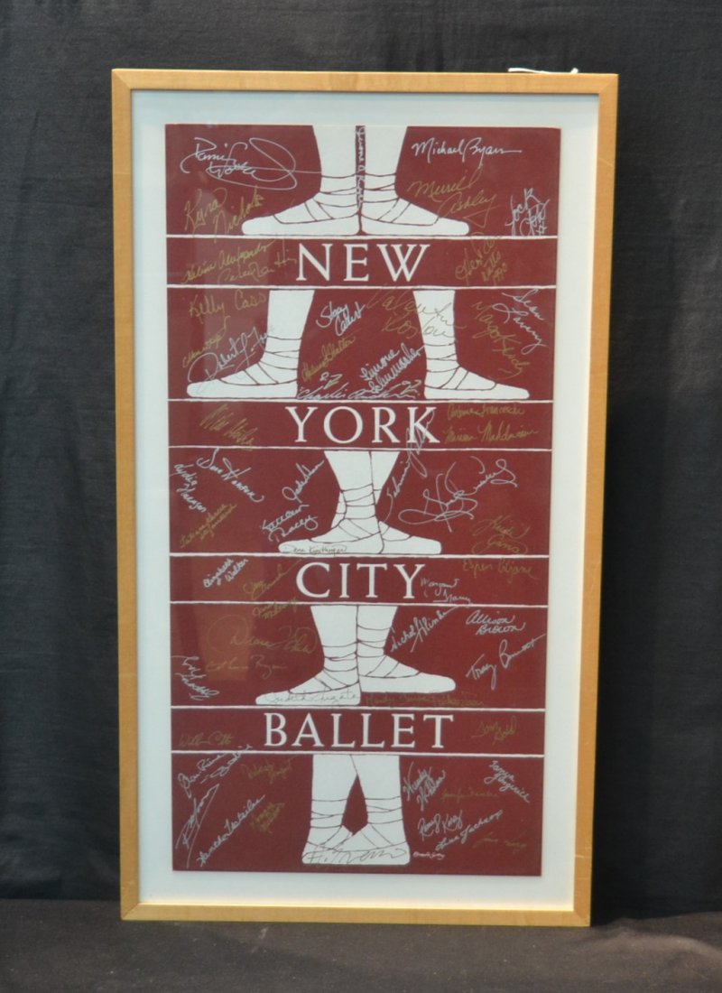 EDWARD GOREY NEW YORK CITY BALLERINA LITHOGRAPH: SIGNED BY MEMBERS OF NYC BALLET - 15" x 27"