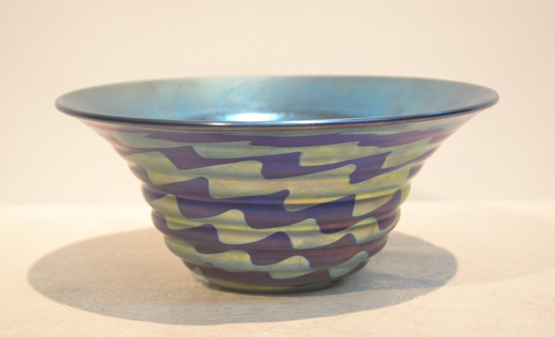 ART GLASS BOWL ; MARKED LOETZ ; AUSTRIA ?: 11" x 5"