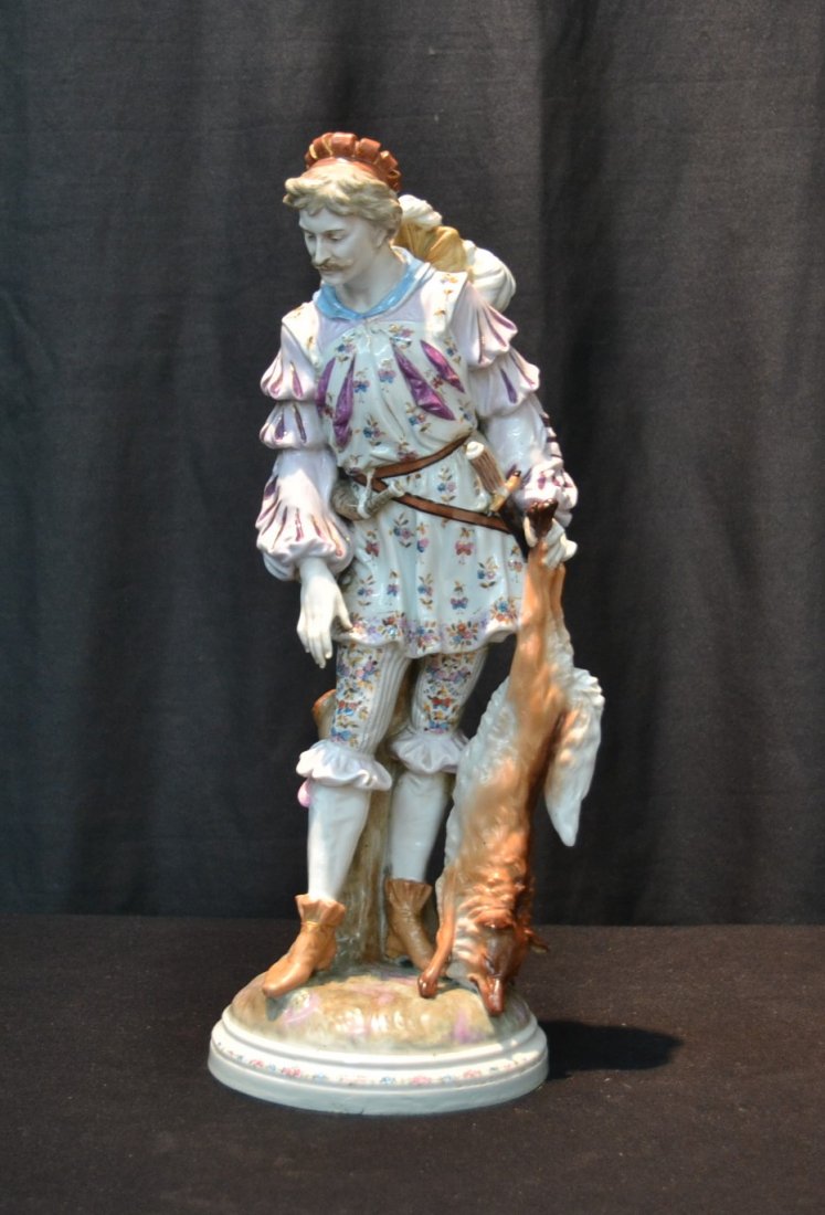 PORCELAIN HUNTER FIGURE ; MARKED KPM: 5 1/2" x 15"
