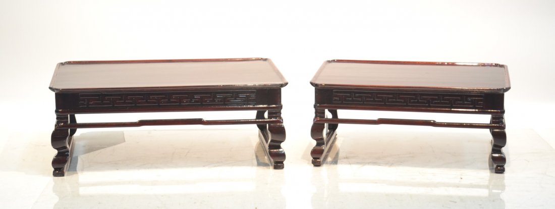 (2) CHINESE CHIPPENDALE STYLE TABLES: LARGEST IS 28" x 19" x 10"