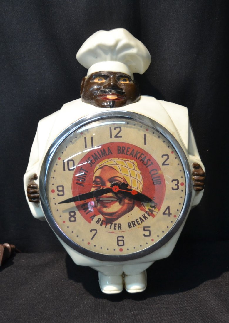 AUNT JEMIMA BREAKFAST CLUB ADVERTISING CLOCK: EAT A BETTER BREAKFAST" BY LANDSHIRE CLOCK Co. - 7" x 2 1/2" x 10 1/2