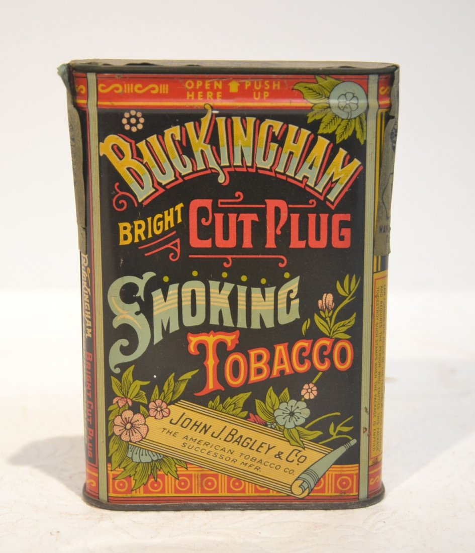 JOHN J. BAGLEY BUCKINGHAM SMOKING TOBACCO TIN: IN EXCELLENT SEALED CONDITION - 3" x 4"