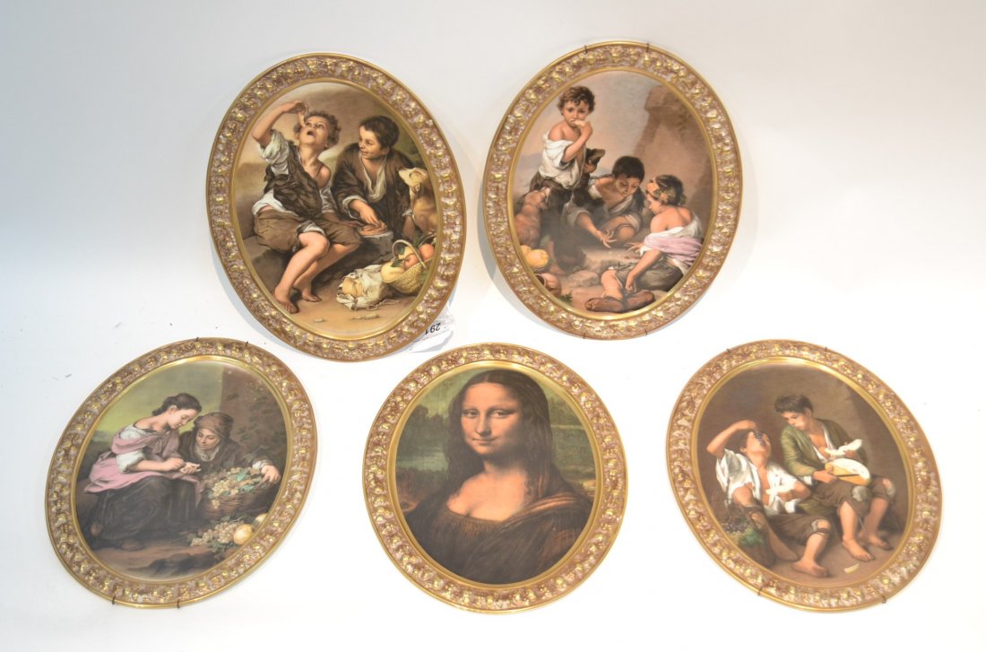 (5) OVAL BAVARIAN PORCELAIN CHARGERS: MARKED WESTERN GERMANY ; INCLUDING MELON BOYS & MONA LOSA - 11 1/2" x 14 1/2"