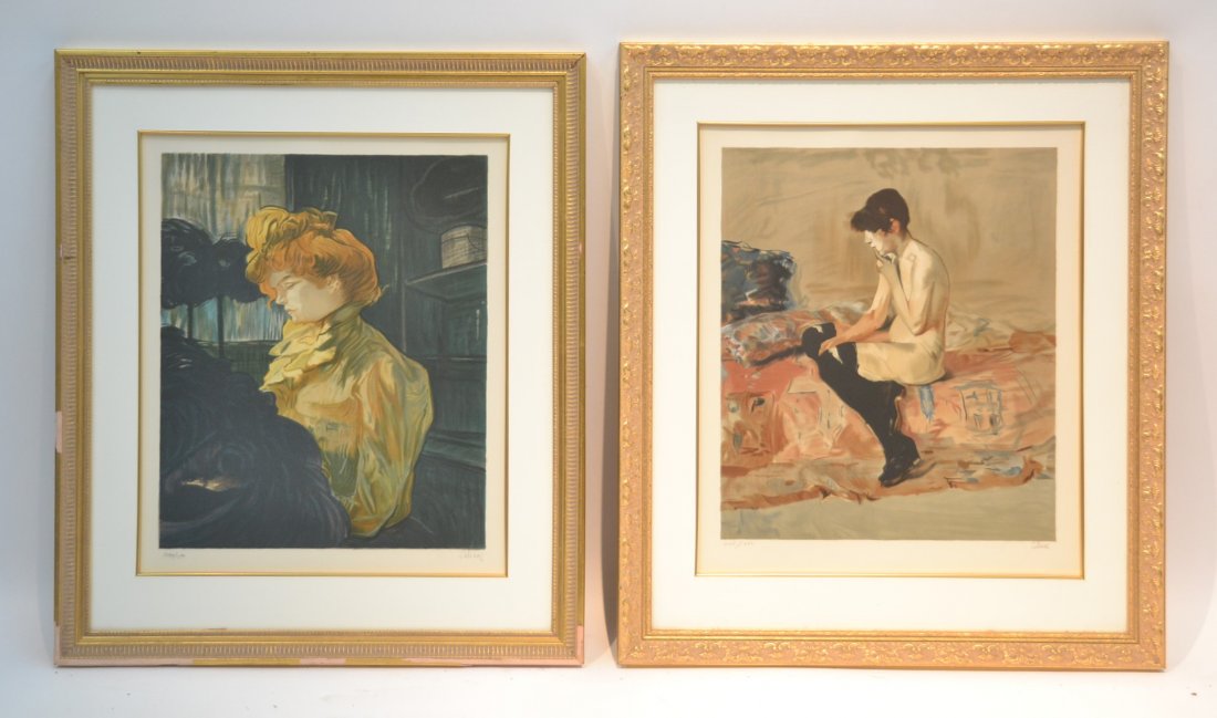 (2) MARCEL SALINAS LITHOGRAPHS OF "LA MODISTE": & SEATED WOMAN ; HAND SIGNED & NUMBERED - 27" x 31"