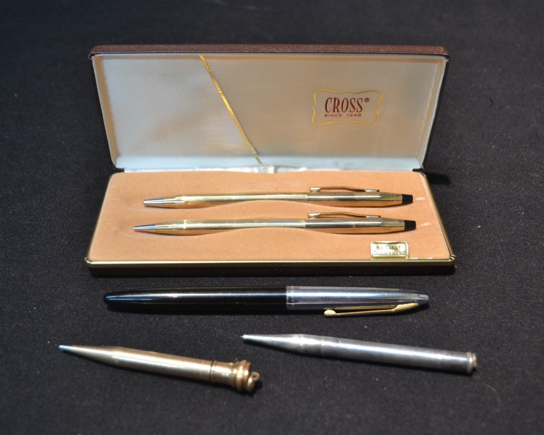 PEN LOT INCLUDING STERLING SILVER CROSS PEN &: PENCIL & GOLD FILLED WATERMAN