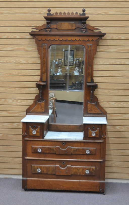 Eastlake Victorian Deep Well Marble Top Dresser