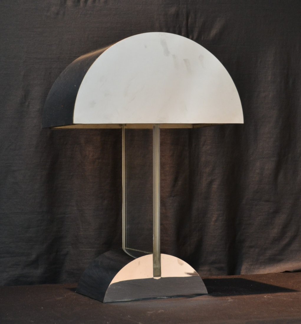 ARMANI CASA , MODERN DESIGN CHROME & LUCITE: TABLE LAMP - 10" x 20"