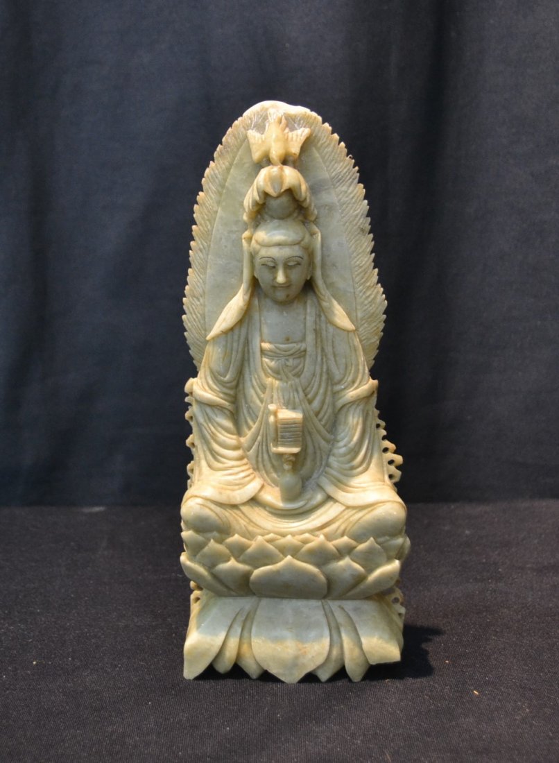 CARVED SOAPSTONE LOHAN - 3 1/2" x 8 1/2": CARVED SOAPSTONE LOHAN - 3 1/2" x 8 1/2"