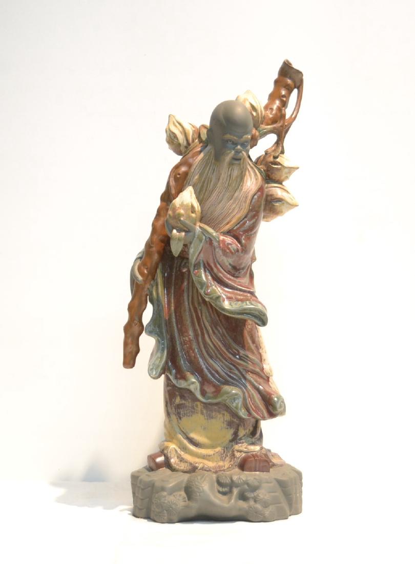 LLADRO GRES FINISH "CHINESE FARMER" FIGURE: # 2065 ; ISSUED 1977 ; RETIRED 1985 BY SCULPTOR JOSE ROIG - 8" x 21"