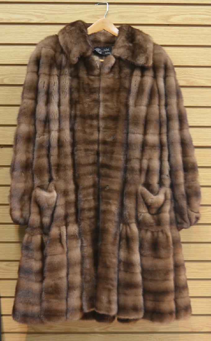 MAXIMILIAN WILD MINK FUR COAT - SIZE 12 ;: 22" SHOULDER TO SHOULDER , 15: UNDERARM TO SLEEVE & 40" LONG