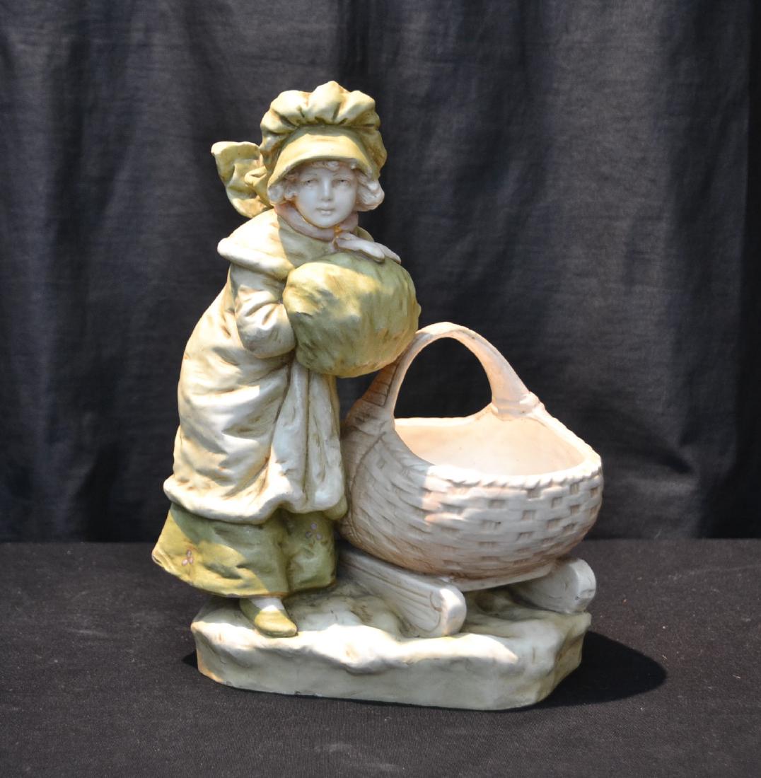 ROYAL DUX GIRL WITH BASKET: 9 1/2" x 6" x 12 1/2"