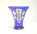 BLUE BOHEMIAN VASE WITH HAND PAINTED FLOWERS