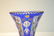 BLUE BOHEMIAN VASE WITH HAND PAINTED FLOWERS - 6