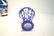 BLUE BOHEMIAN VASE WITH HAND PAINTED FLOWERS - 8