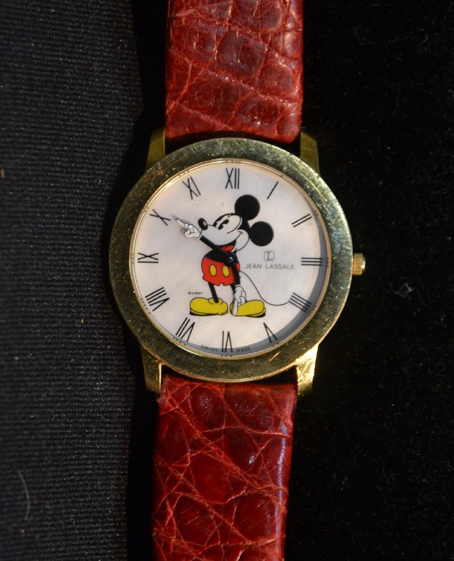 18kt GOLD JEAN LASSALE MICKEY MOUSE WATCH: 1 1/4" x 8"