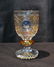 CUT GLASS GOBLET WITH ETCHED MEDALLIONS