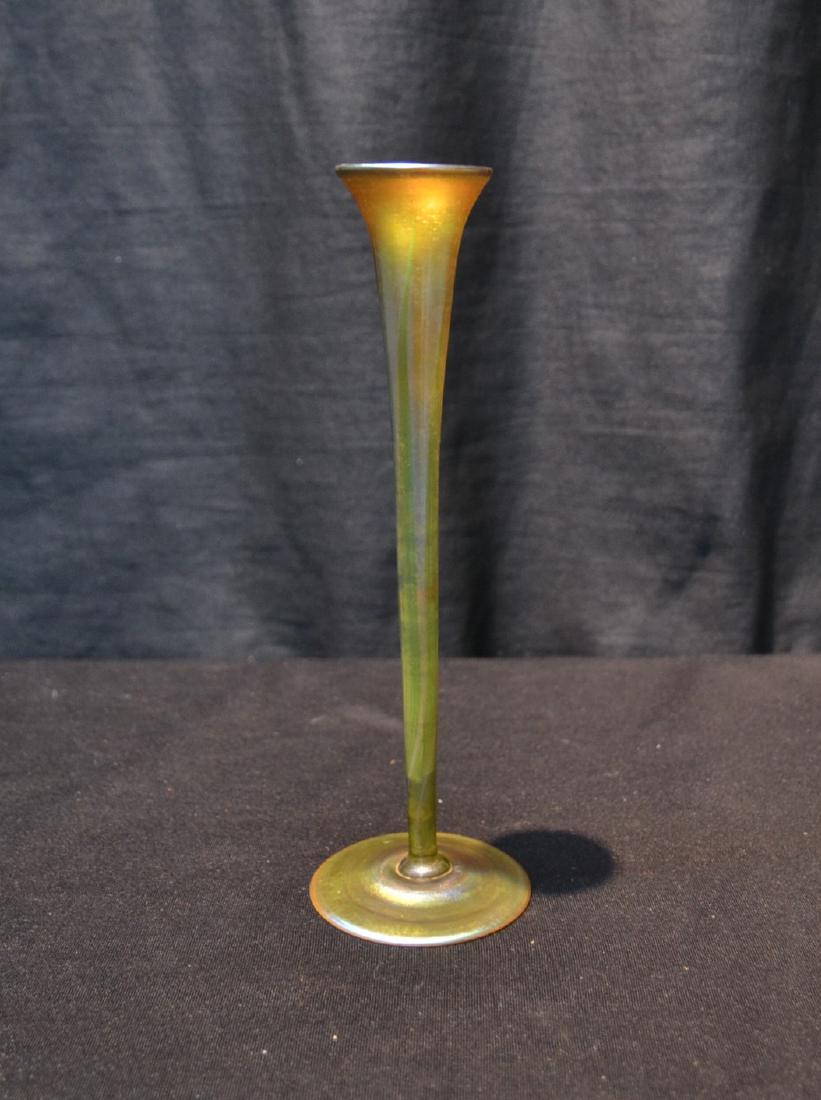 LC TIFFANY FAVRILLE IRIDESCENT BUD VASE: MARKED 4030 J - 2 1/2" x 8"