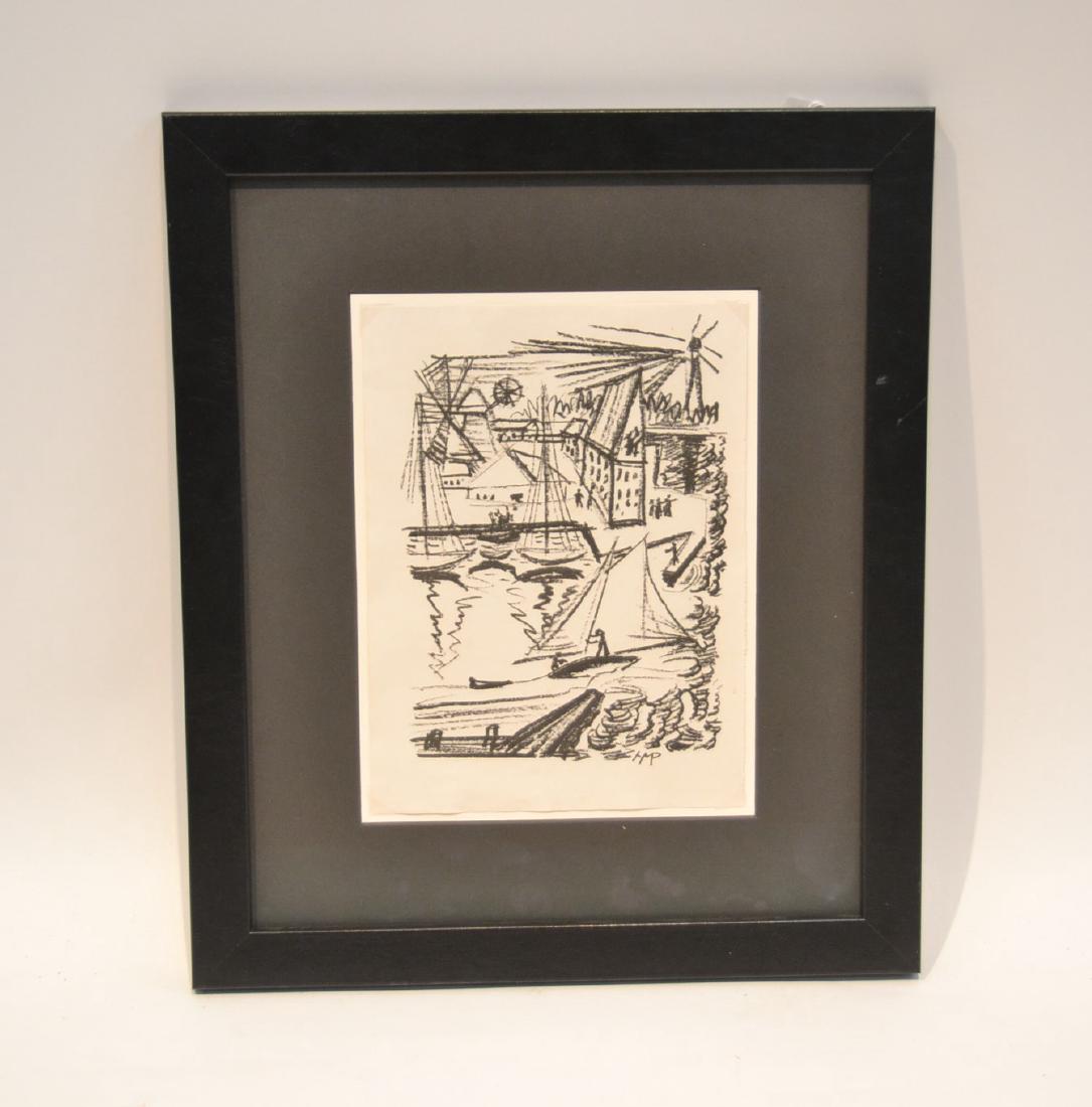 MAX PECHSTEIN (GERMAN, 1881-1955) WOOD CUT PRINT: ca . 1920 - 15" x 18" OVERALL