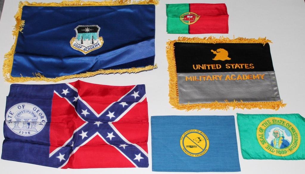 Group of Leftover Flags Not Flown on Apollo Missions: Large group of about 17 silk flags ordered by the Apollo astronauts for inclusion on the spacecraft's various missions, but never used or flown. Folds from storage, but still nice shape.