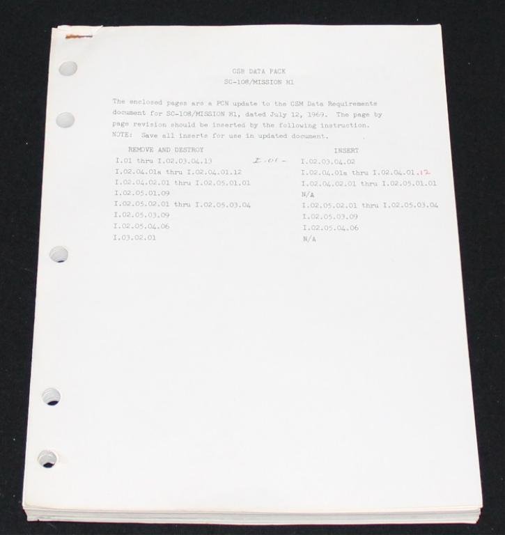 Apollo 12 Data Pack Book: Vintage Apollo 12 Data Pack booklet dated July 12, 1969 containing about 100 pages of mostly computer readouts for flight control data acquisition, processing and display. Great shape.