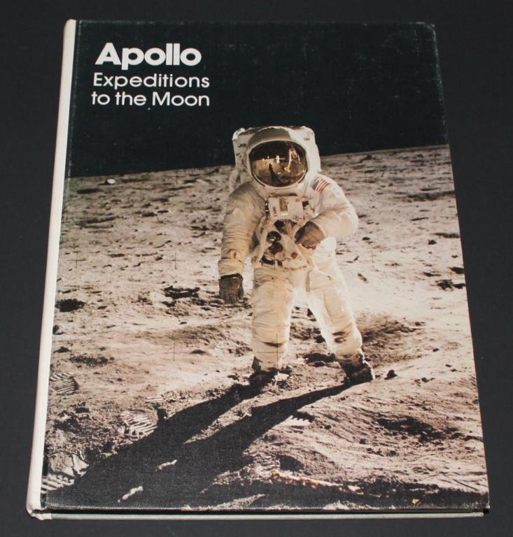 Edgar Mitchell Signed "Apollo Expeditions to the Moon": The 1975 NASA hardbound book "Apollo Expeditions to the Moon" signed by Apollo 14 moonwalker Edgar Mitchell on the title page. Some minor scuffs on the covers along with corner dings, but overall very