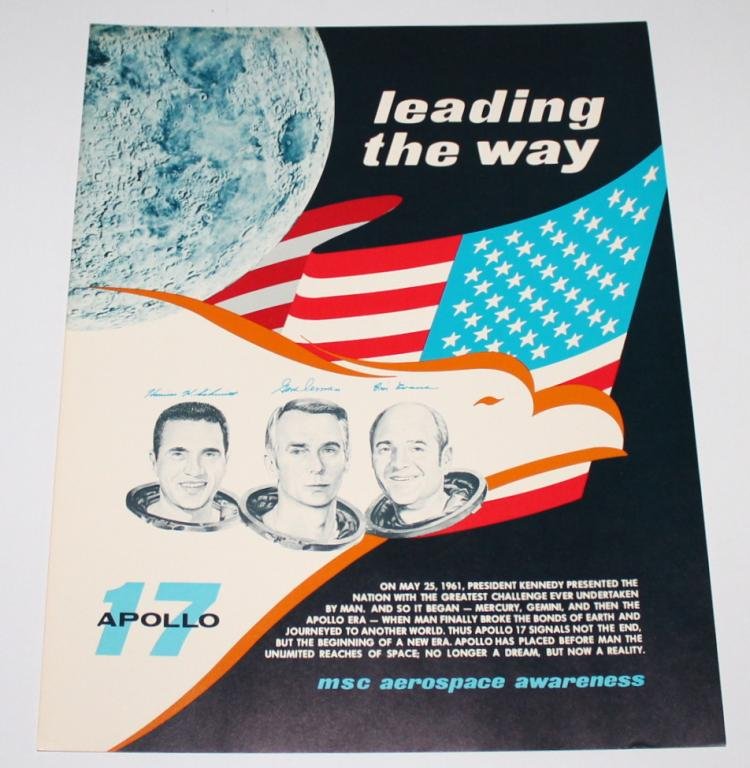 Apollo 17 MSC Aerospace Awareness Poster: An 11"x 14" Apollo 17 MSC Aerospace Awareness poster on card-type stock and in great condition.