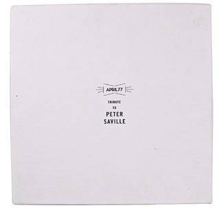 JOY DIVISION PETER SAVILLE APRIL 77 TRIBUTE BOX: JOY DIVISION PETER SAVILLE APRIL 77 TRIBUTE BOX. Comprising of a "Designed by Peter Saville" signed book in slipcase, April 77 Natalie Weiss insert, Tribute to Peter Saville leaflet with Power, Corrup