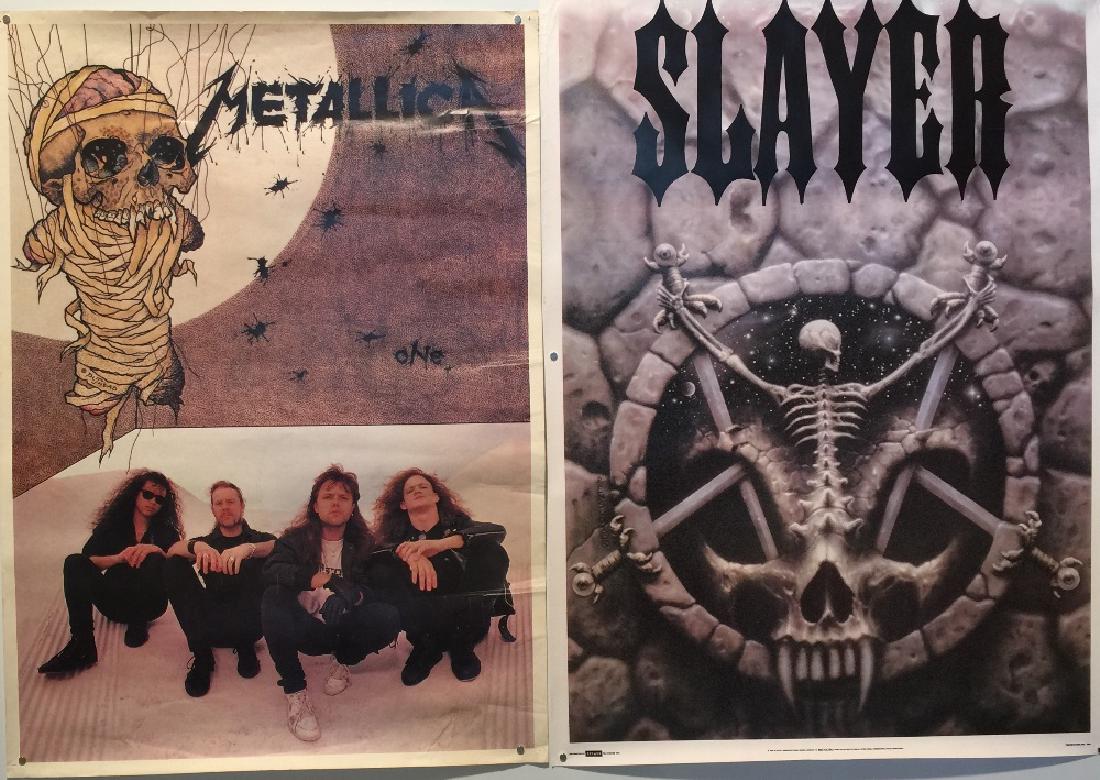 METALLICA/SLAYER POSTERS: METALLICA/SLAYER POSTERS. Two Metallica, one Slayer and an 'A' poster. To include: Metallica 'One' poster (24 x 34", VF with pin holes and light creasing), Slayer 1995 Splash poster (25 x 35.3", NM), 