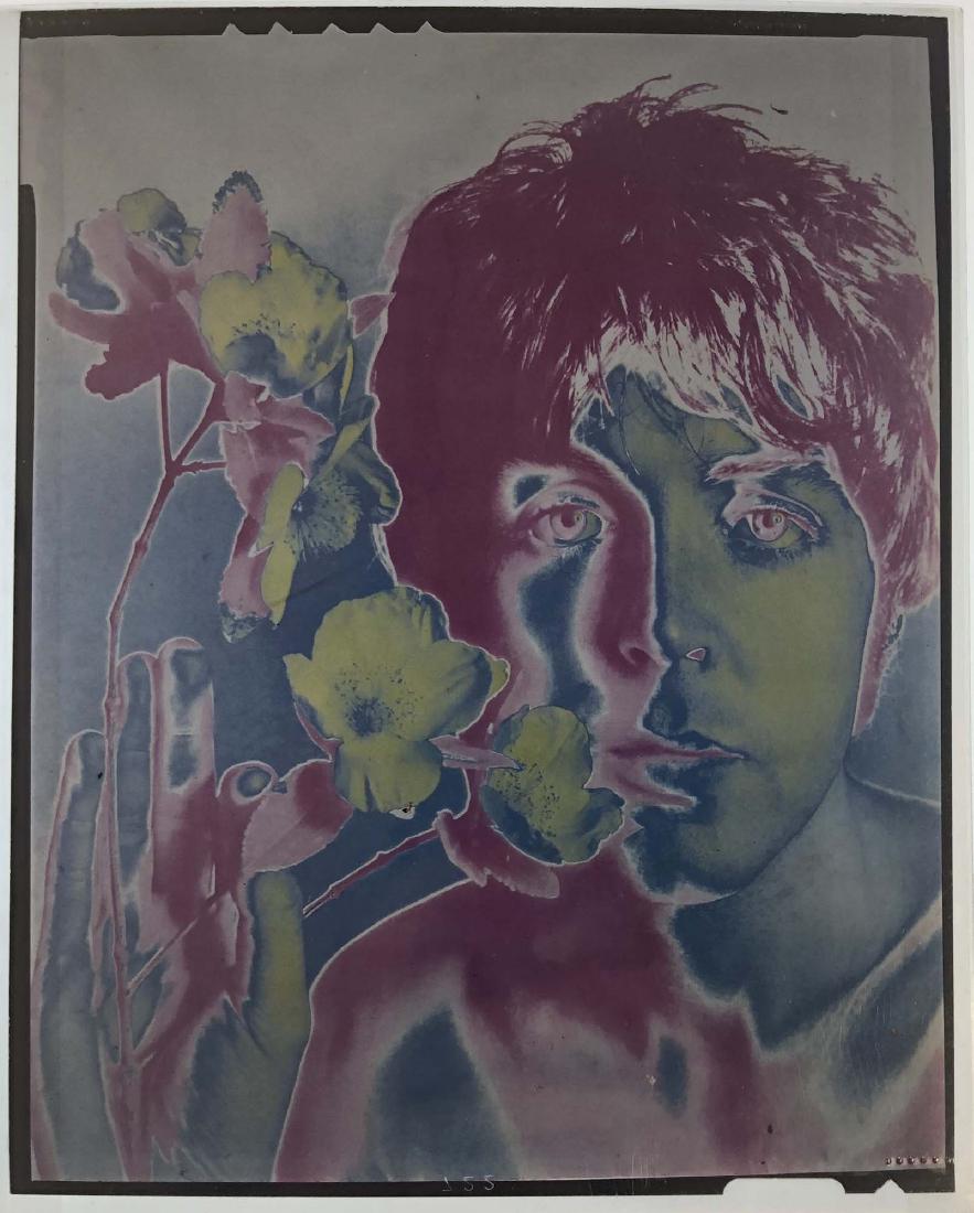 PAUL MCCARTNEY RICHARD AVEDON COLOUR POSITIVE: PAUL MCCARTNEY RICHARD AVEDON COLOUR POSITIVE TRANSPARENCY. A 4" x 5" original colour transparency featuring the iconic Richard Avedon psychedelic
