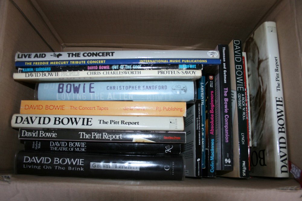 DAVID BOWIE: DAVID BOWIE - Huge collection of books, cassettes and CDS. To include: 18 Bowie-related books (mostly biographies and musical companions) by authors such as David Douglas, Elizabeth Thomson, Kate Lync