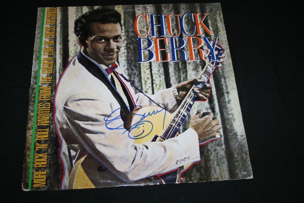 CHUCK BERRY AUTOGRAPH: CHUCK BERRY AUTOGRAPH - Copy of 'Chuck Berry' rock 'n' roll rarities LP (CH9190) signed on the front of the sleeve by Chuck Berry. Vinyl in EX condition, sleeve has some light scuffing at the dges but