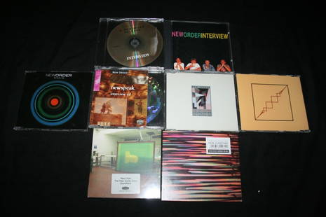 NEW ORDER CD COLLECTION: NEW ORDER CD COLLECTION - Set of 8 CDs to include: 'Interview' promo (EVANS4); 'Newspeak - interview CD' (3D015); 'Interview' (CBAK4079); 'The Peter Saville Show Soundtrack' still sealed (GEMA/MCPS);