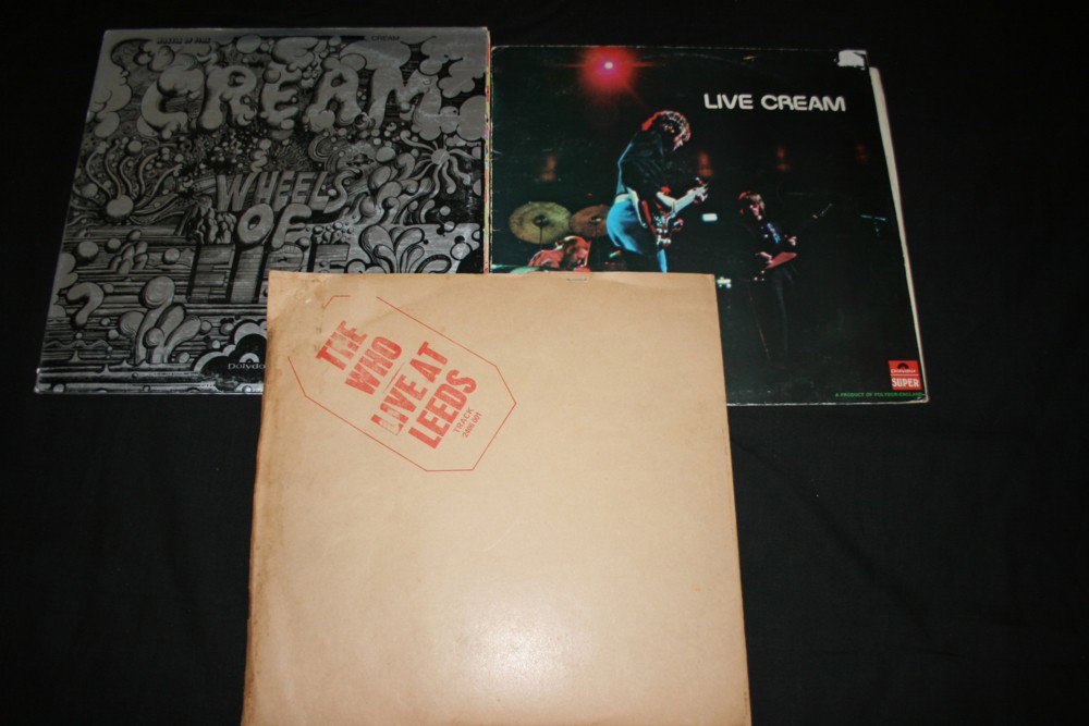 THE WHO & CREAM: THE WHO & CREAM - Set of 3 LPs to include The Who 'Live At Leeds' in g/f sleeve (orange text) with 12 original inserts (copies of letters, management documents, Marquee poster, etc.) - 2406001; Cream 