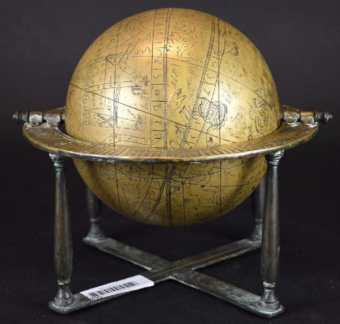 Astrolobe Globe on Stand with Inscription: Astrolobe Globe on Stand with Inscription Inscribed with Various Astrological Signs & Zodiac Aninals. Dated 1178 corresponding to the year 1769 AD ; Height: 10 inches, Diameter: 11 inches (across)