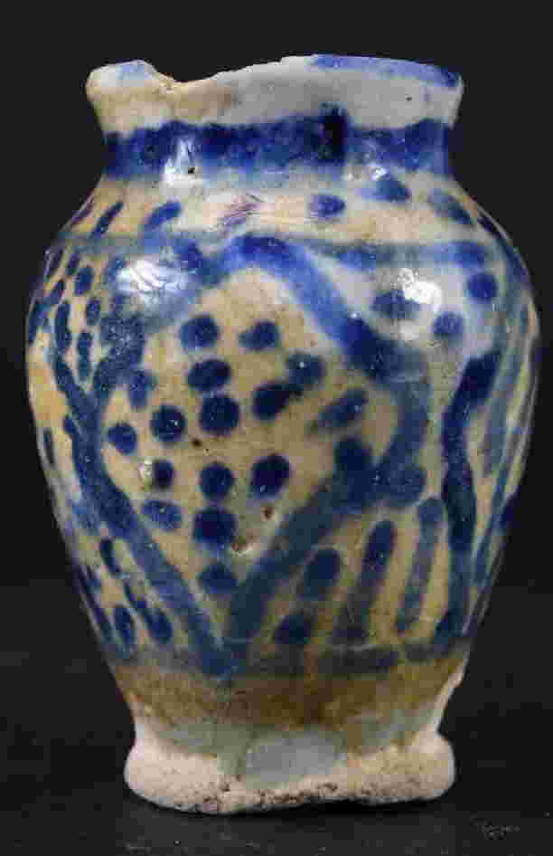 Antique Persian Blue & White Pottery Vase