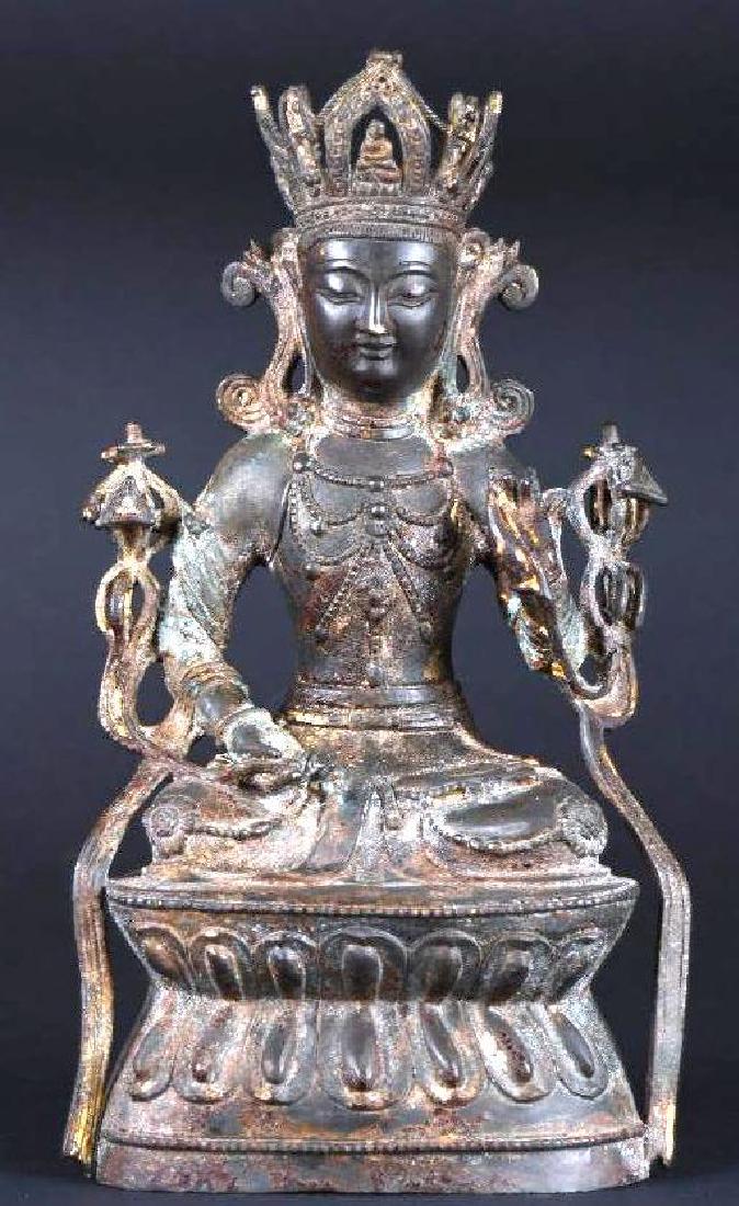 Chinese Bronze Seated Buddha on Double Lotus Base (1 of 8)