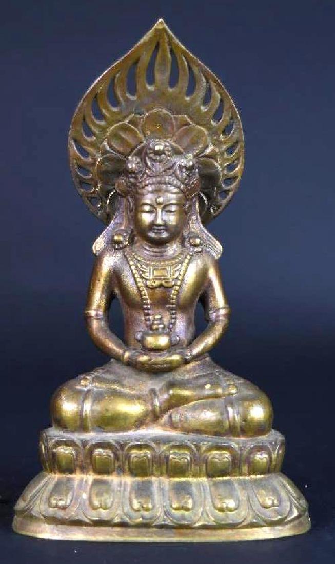 Chinese Bronze Buddha on Double Lotus Base (1 of 10)