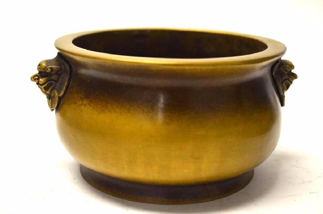 Chinese Bronze Footed Bowl With Animal Mask Handles (1 of 5)