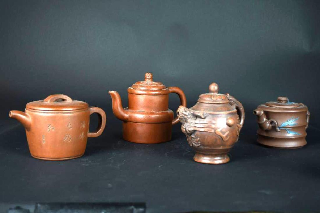 Group of Four Chinese Pottery Tea pots (1 of 6)