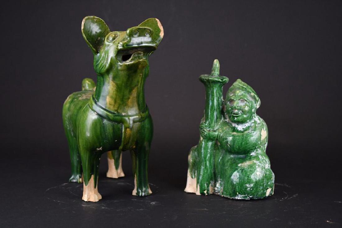 Two Chinese Green Glaze Pottery Items (1 of 10)