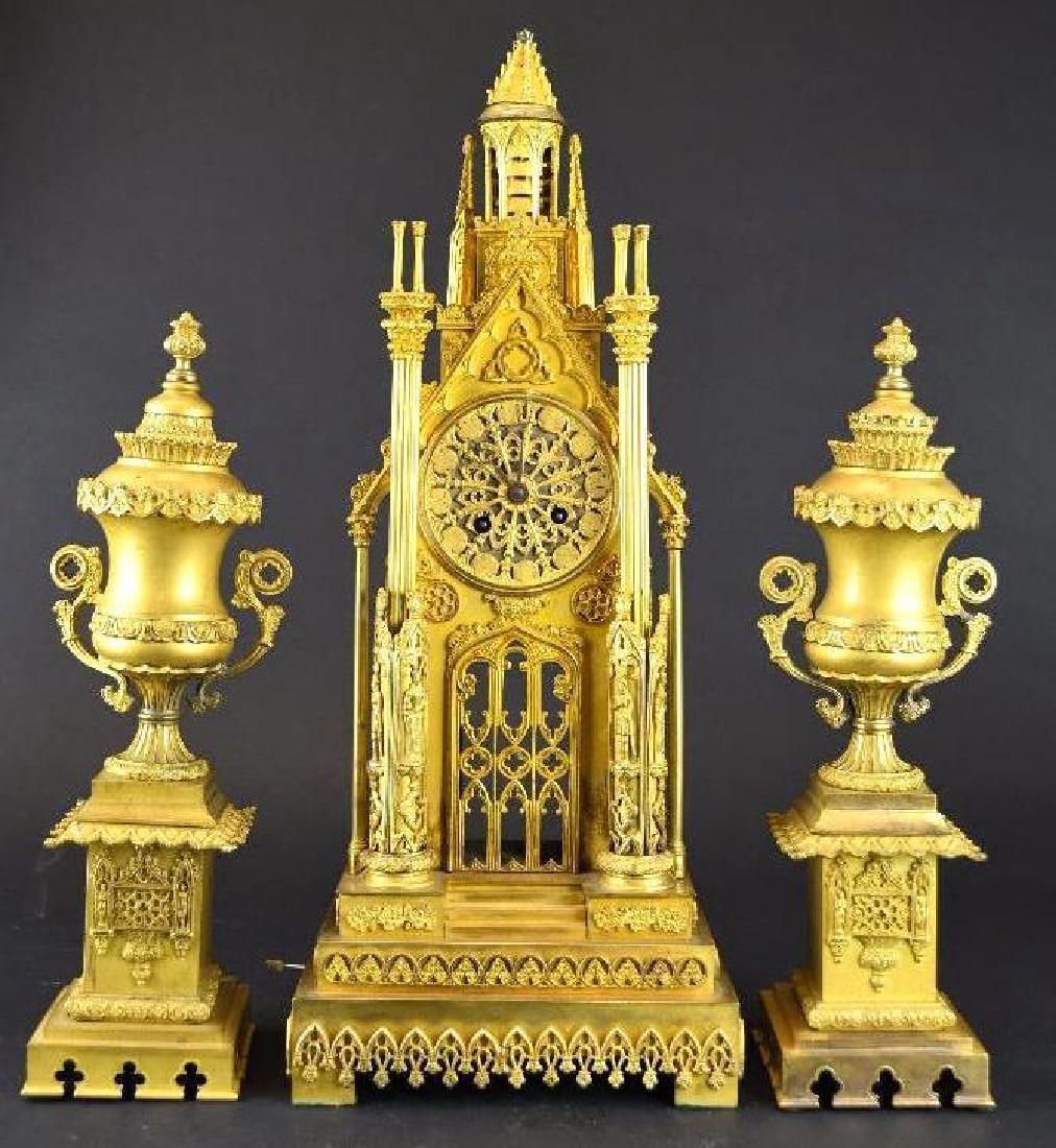 French Gold Gilt Bronze Mantle Clock Set (1 of 11)