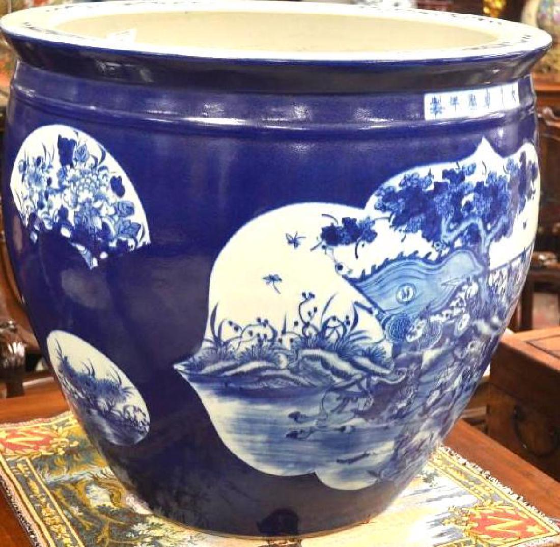 Large Chinese Cobalt Blue Fish Bowl (1 of 4)