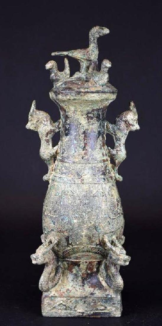 Chinese Bronze lidded Vase (1 of 9)