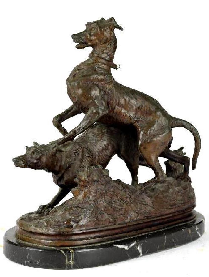Bronze Group of Playful Dogs: Bronze Group of Playful Dogs Inscribed PJ Manet; Height: 10 inches