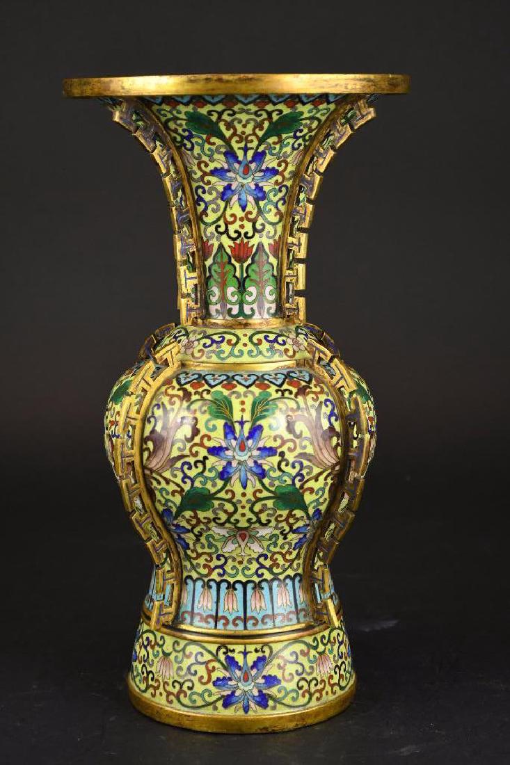 Chinese Cloisonne Decorated Bronze Vase