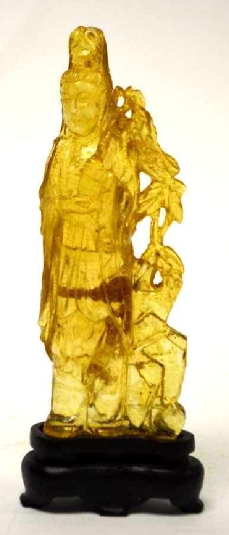 Carved Amber Statue of Guan Yin (1 of 8)