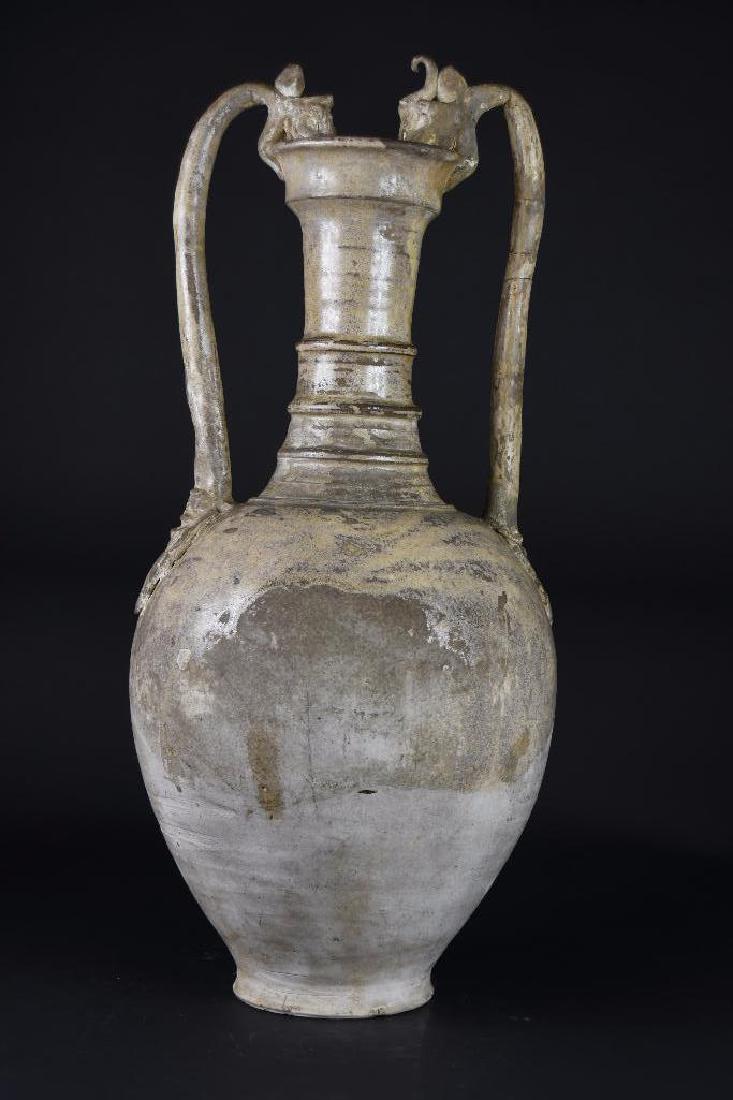 Chinese Han Dynasty Straw Glaze Amphora Vase (1 of 8)