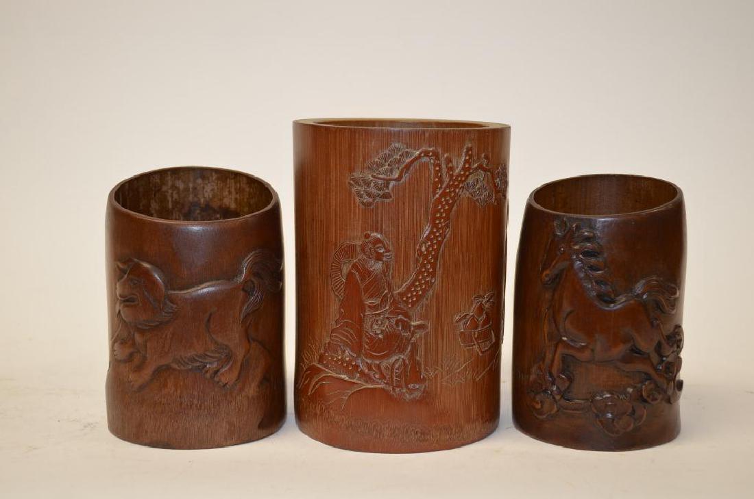 Three Chinese Hardwood Brushpots (1 of 9)