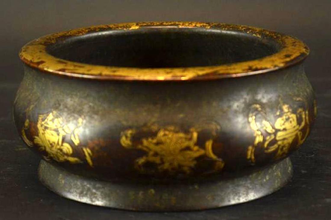 Chinese Bronze Censer: Chinese Bronze Censer; Diameter: 6 inches